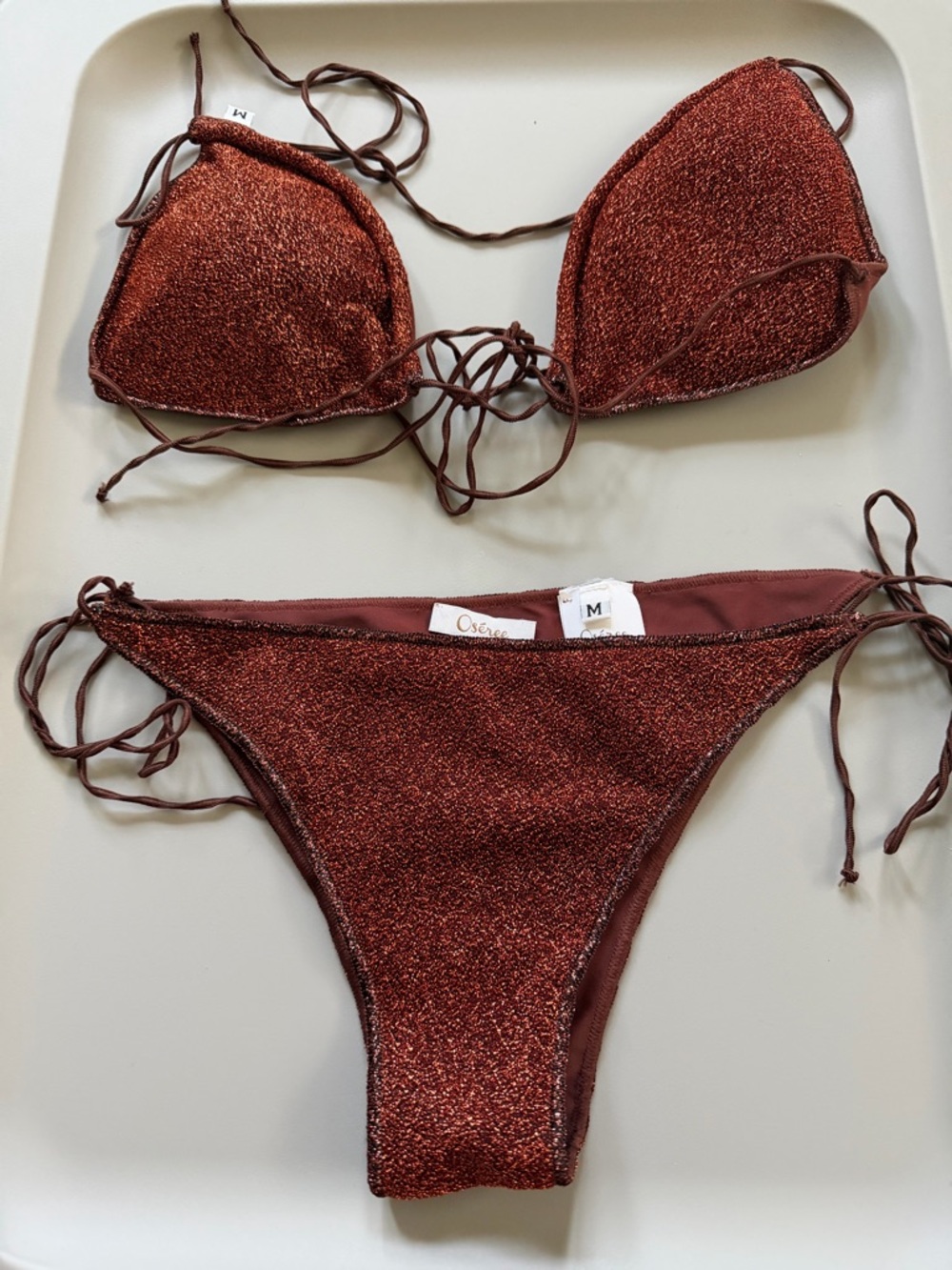 Oseree Brown Tie Bikini Set Size M